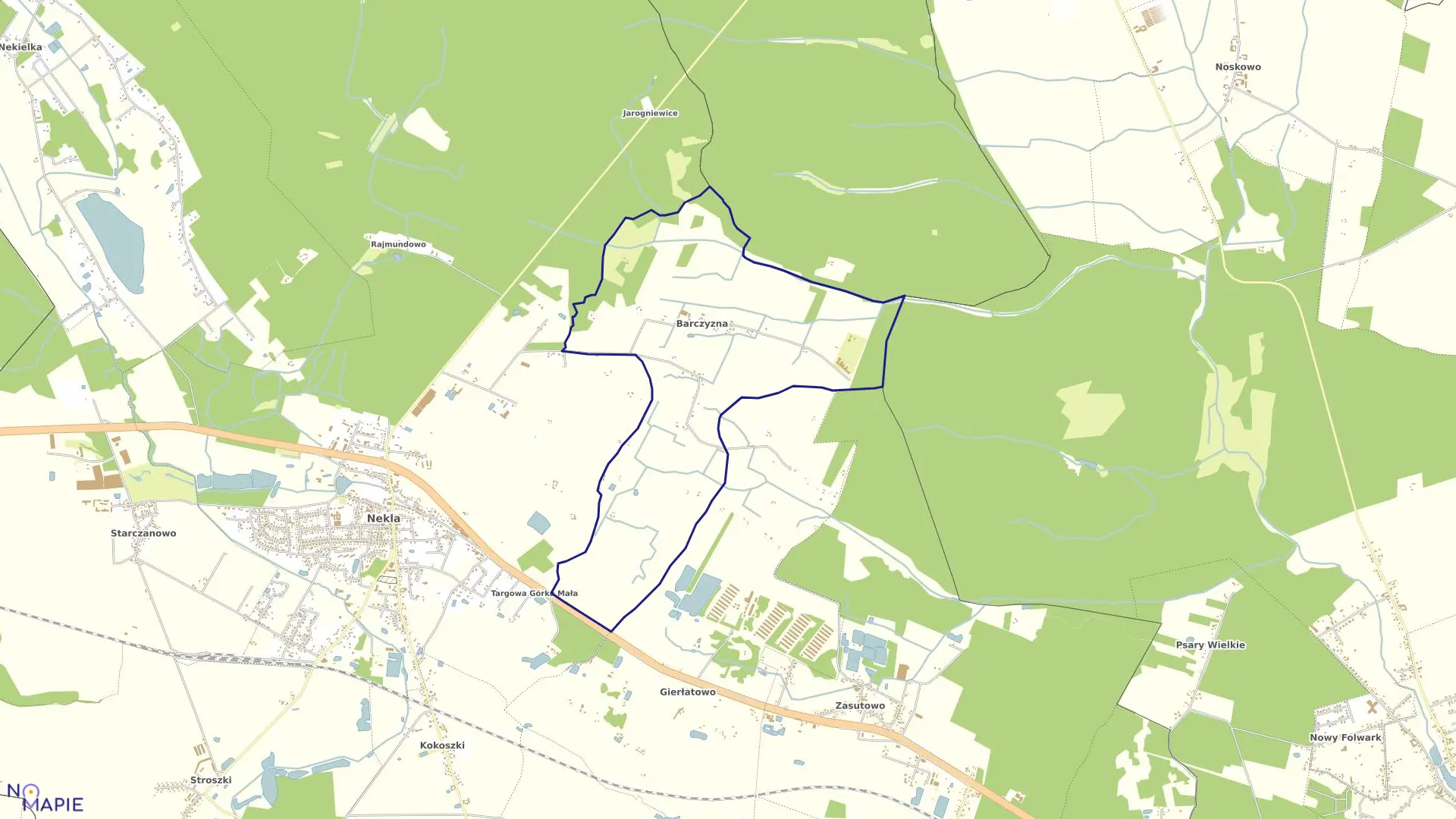 Mapa obrębu BARCZYZNA w gminie Nekla