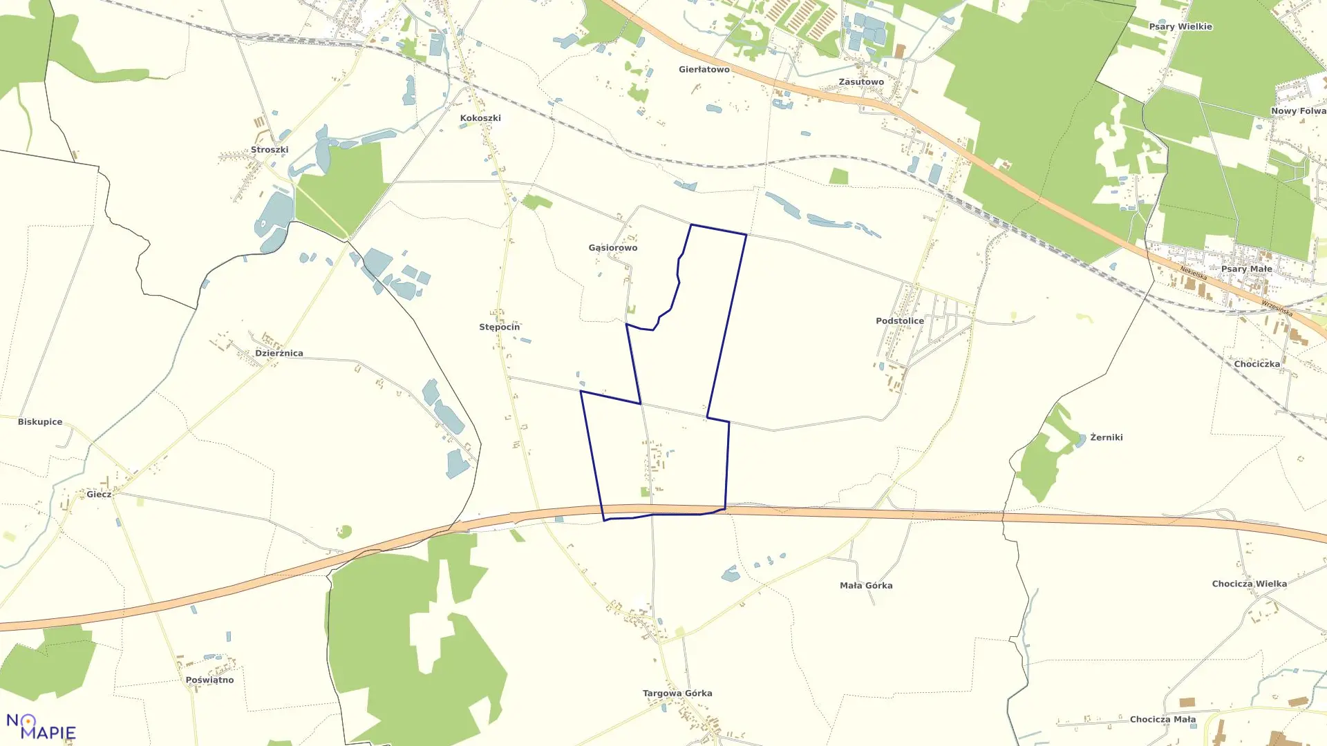 Mapa obrębu CHWAŁSZYCE w gminie Nekla
