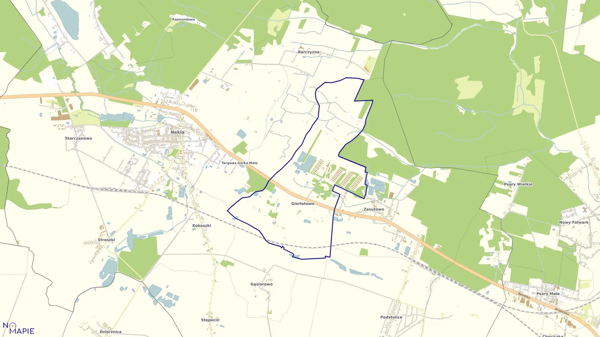 Mapa obrębu GIERŁATOWO w gminie Nekla