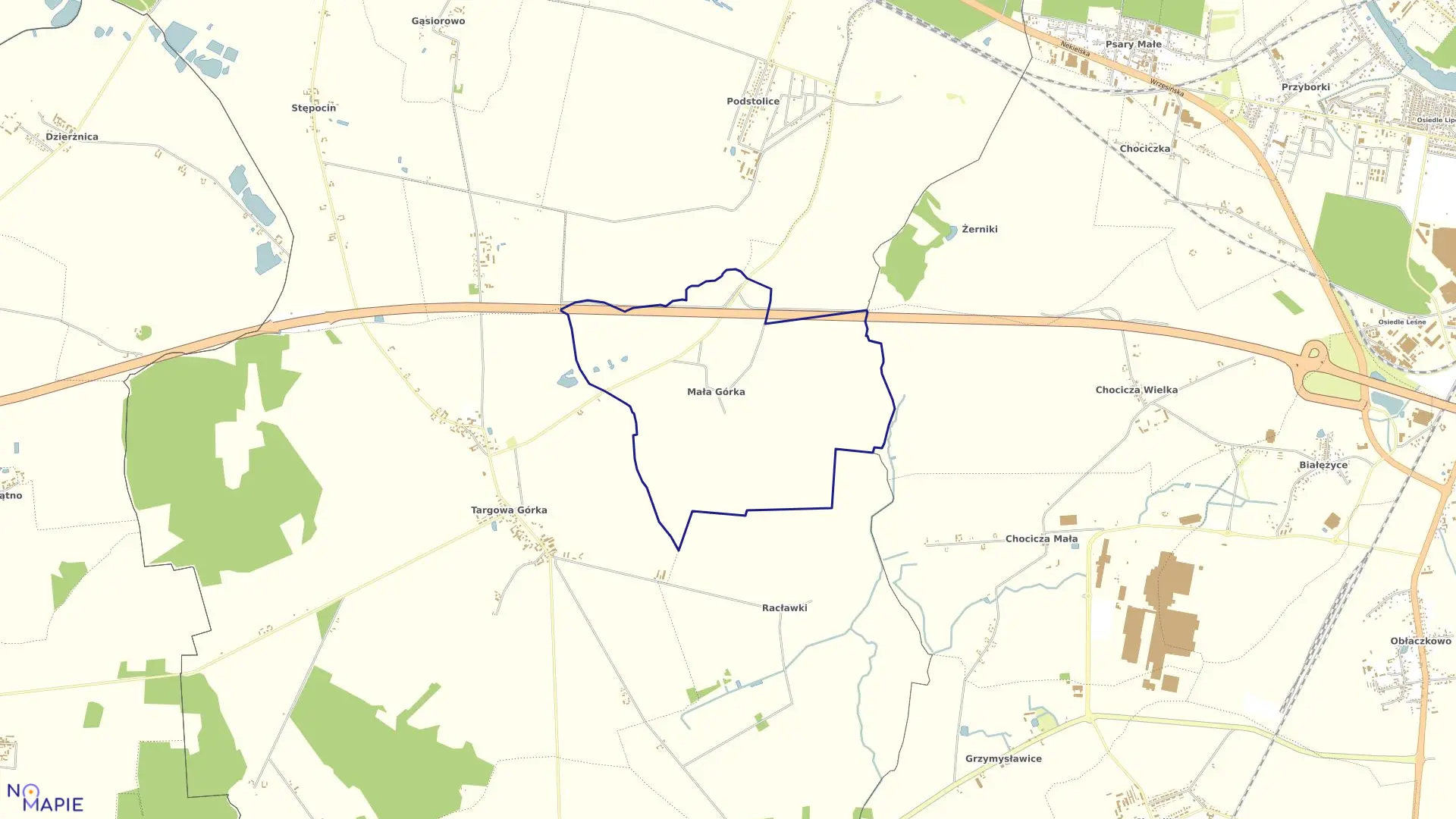 Mapa obrębu MAŁA GÓRKA w gminie Nekla