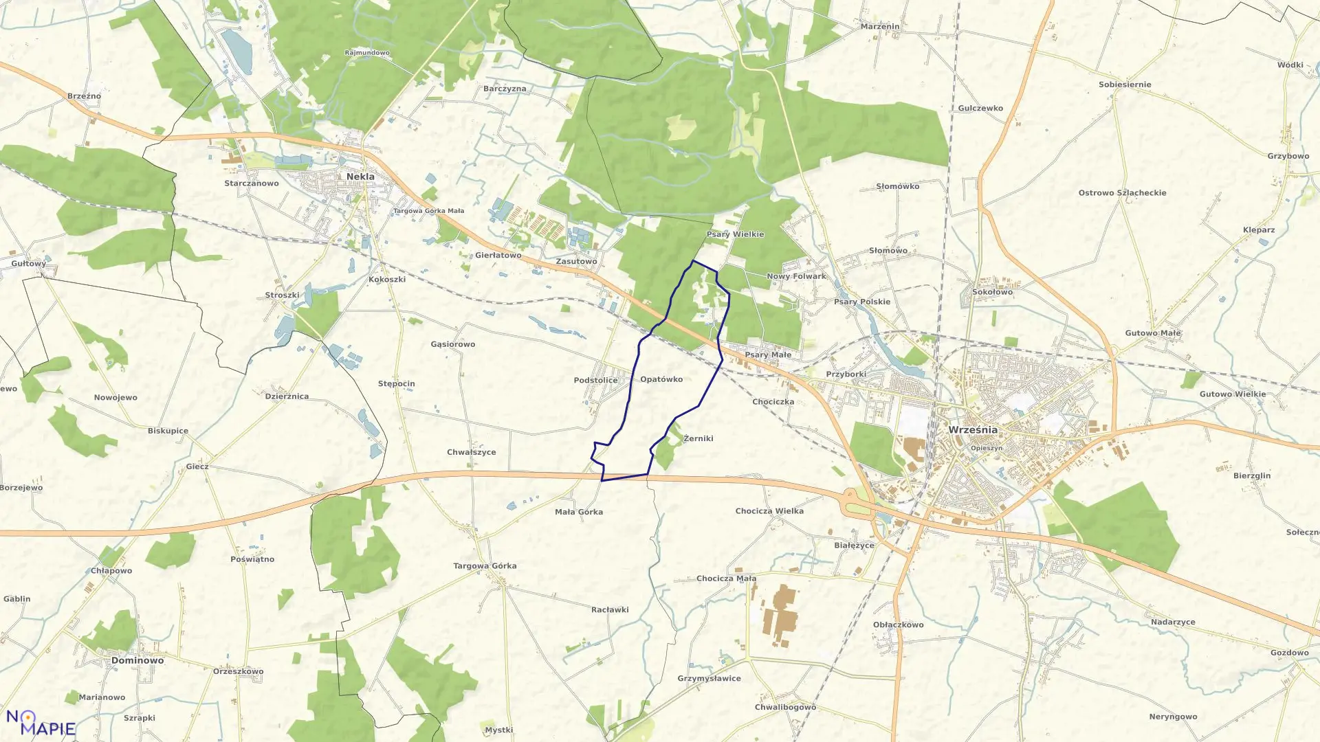 Mapa obrębu OPATÓWKO w gminie Nekla