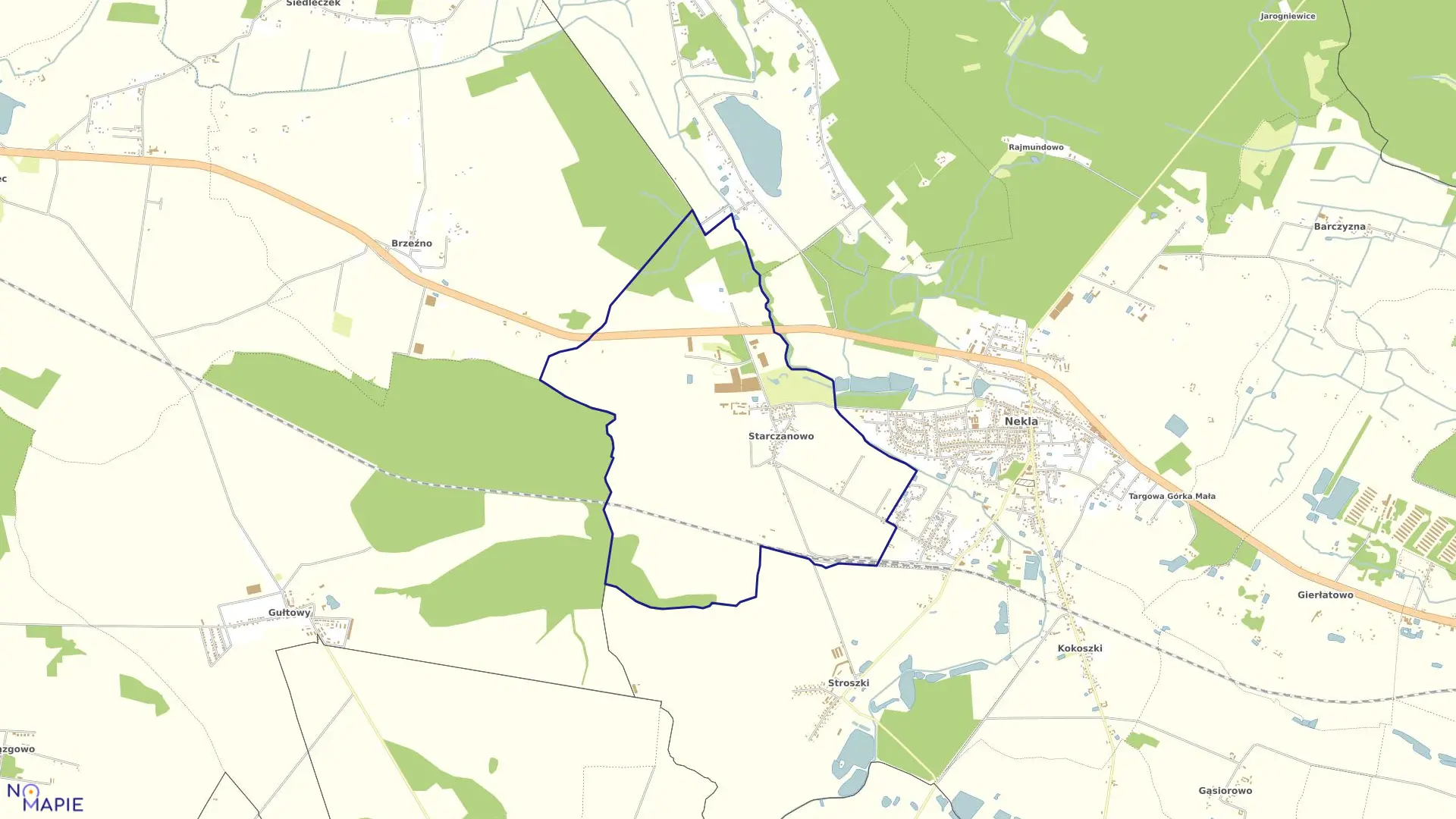 Mapa obrębu STARCZANOWO w gminie Nekla