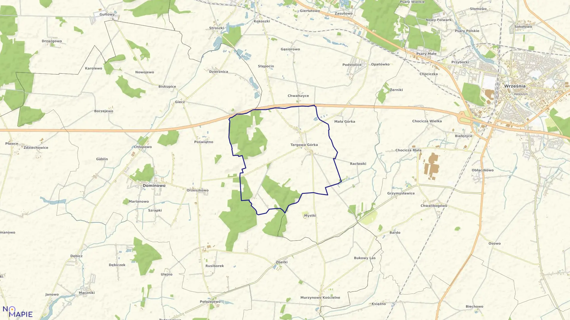 Mapa obrębu TARGOWA GÓRKA w gminie Nekla